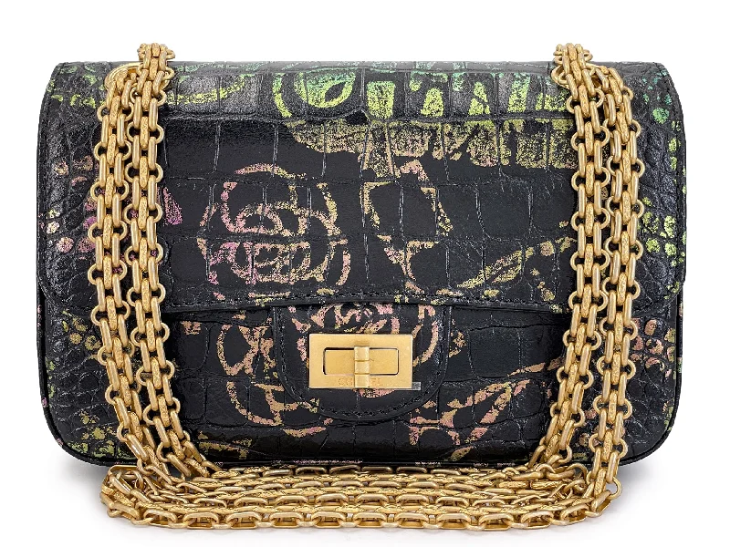 Chanel Limited Edition Handbag for CollectorsChanel 19A Egypt Rainbow Graffiti Croc Print Reissue Mini Flap Bag GHW Paris-New York L1K