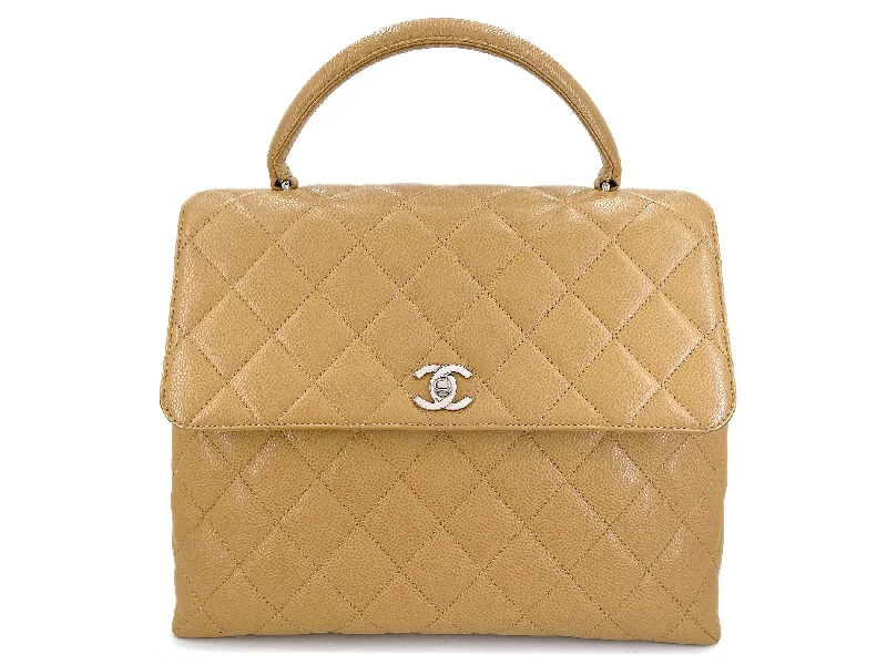 Chanel Luxury Handbag for High - End EventsChanel 2000 Vintage Beige Caviar Kelly Flap Bag 24k SHW 8BF