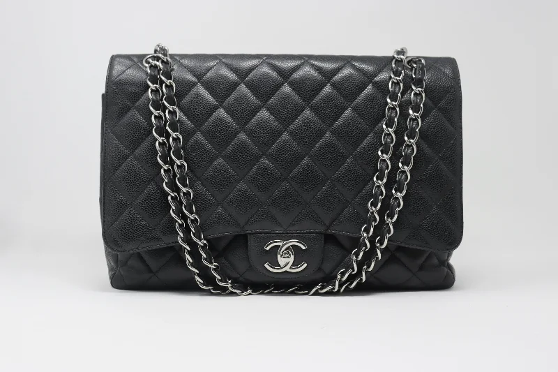 Chanel New Arrival Handbag with Gold HardwareCHANEL 2010 Maxi Caviar Double Flap Bag Silver Hardware