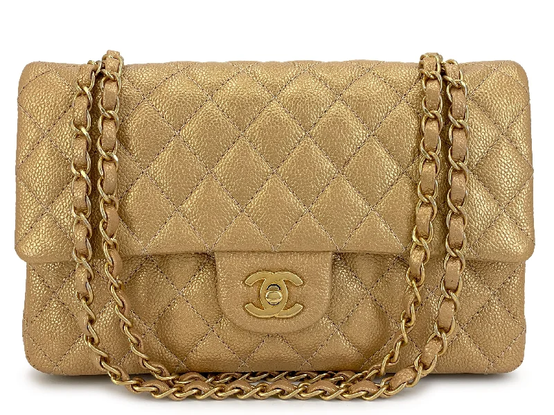 Chanel Designer Handbag with Unique DesignChanel 2014 Gold Caviar Medium Classic Double Flap Bag Brushed GHW 4Z7