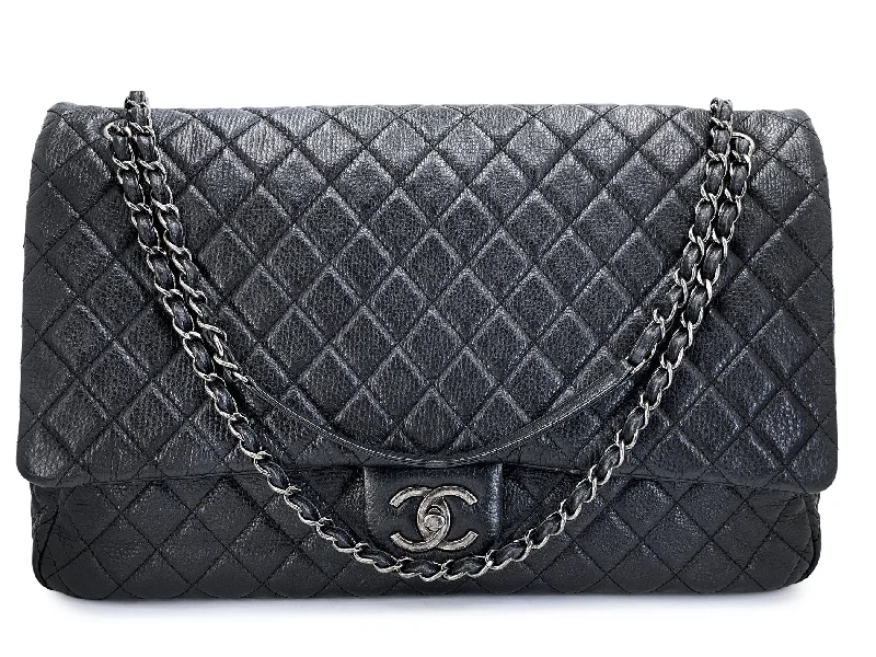 Chanel Black Handbag for Business MeetingsChanel 2016 Black Grained Calfskin Airlines XXL Flap Bag RVX