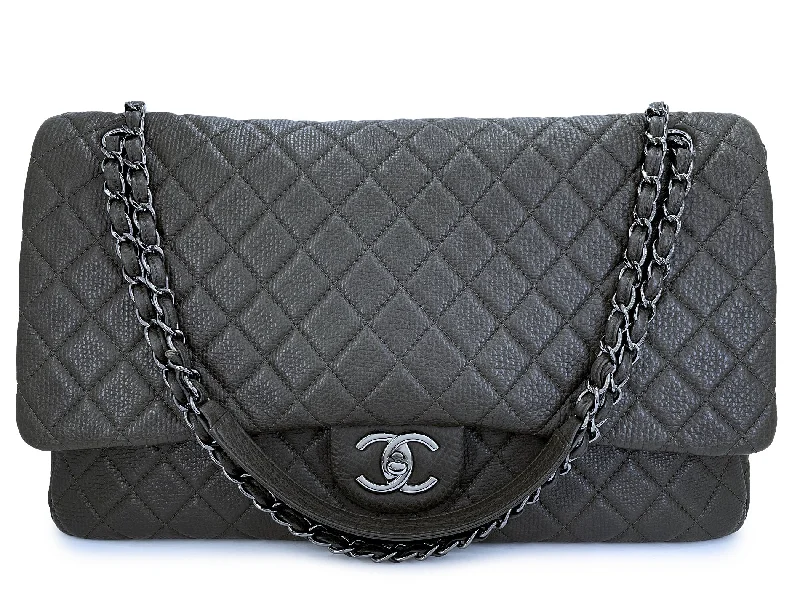 Chanel Vintage Inspired Handbag for Retro LoversChanel 2019 Large Airlines XXL Flap Bag Maxi Charcoal Gray V67