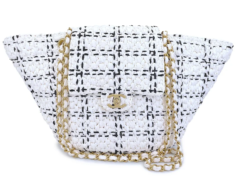 Chanel Small Crossbody Bag for TravelChanel 2023 Raffia Effect White Flap Shopper Tote Bag GHW 92J