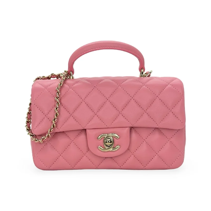 Chanel Designer Handbag with Unique DesignCHANEL: Quilted Lambskin Mini Top Handle Flap Bag