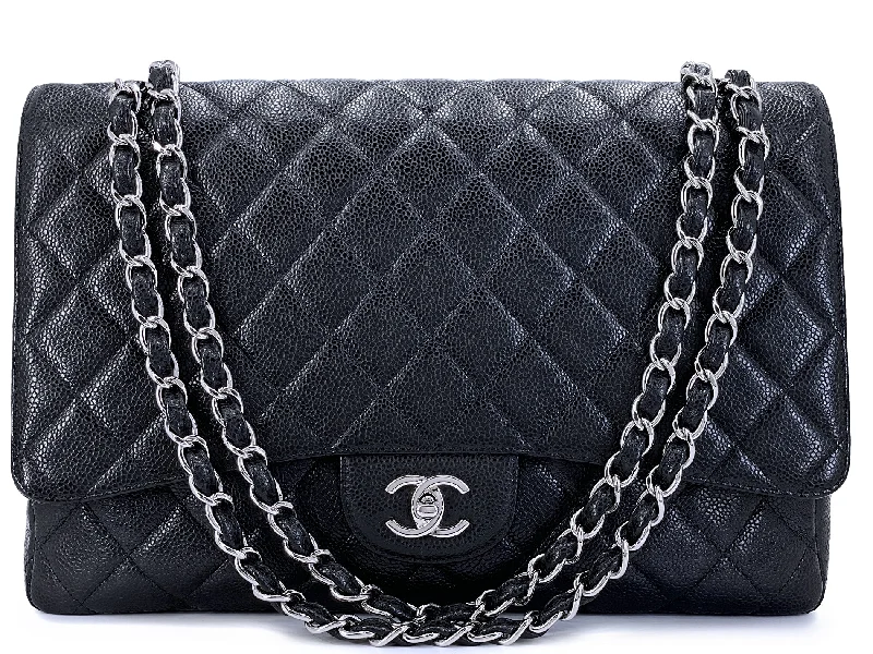 Chanel Classic Flap Bag for Evening PartyChanel Black Caviar Maxi Flap Bag SHW Single WJF