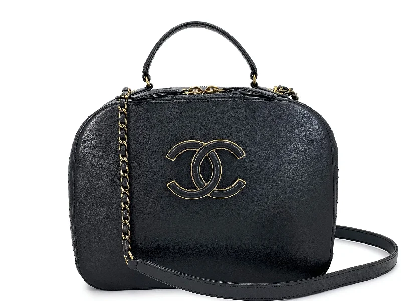 Chanel Designer Handbag with Unique DesignChanel Black Luxe Vanity Case Bag Coco Curve GHW 36V