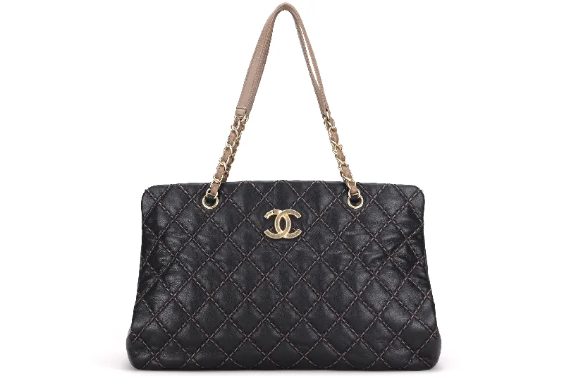 Chanel Handbag with Adjustable Strap for ComfortCHANEL BLACK QUILTED CALFSKIN SHOPPING TOTE (1974xxxx), WITH DUST COVER, NO CARD