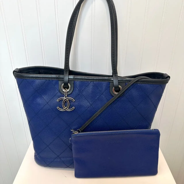 Chanel Colorful Handbag for Spring OutfitsCHANEL Blue Caviar Tote Handbag