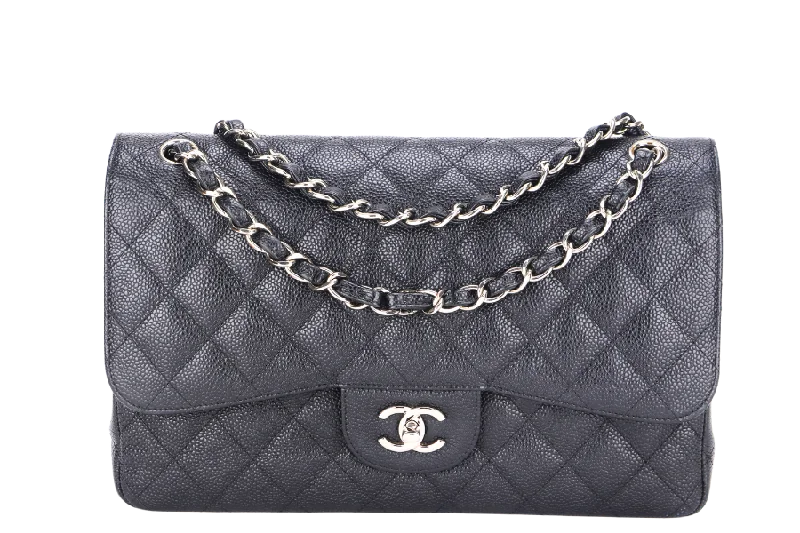 Chanel Colorful Handbag for Spring OutfitsCHANEL CLASSIC FLAP JUMBO (2151xxxx) BLACK CAVIAR SILVER HARDWARE WITH CARD & DUST COVER