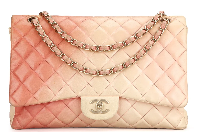 Chanel Quilted Leather Shoulder Bag for FashionistasCHANEL CLASSIC FLAP (1376xxxx) MAXI PINK OMBRE, LAMBSKIN, GOLD HARDWARE, NO CARD & DUST COVER