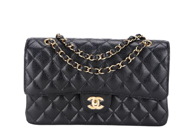 Chanel Handbag with Adjustable Strap for ComfortCHANEL CLASSIC FLAP (A047xxxx) MEDIUM BLACK CAVIAR GOLD HARDWARE, WITH DUST COVER & BOX