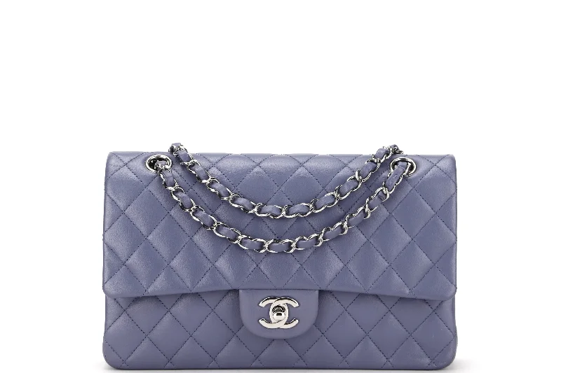 Chanel Classic Flap Bag for Evening PartyCHANEL CLASSIC FLAP (1583xxxx) MEDIUM LILAC LAMBSKIN SILVER HARDWARE, WITH CARD, DUST COVER & BOX