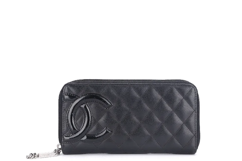 Chanel Lightweight Handbag for Daily ErrandsCHANEL COCO LONG WALLET (1835xxxx) BLACK LAMBSKIN SILVER HARDWARE, NO BOX