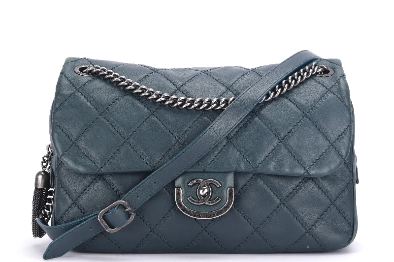 Chanel Chain Strap Handbag for Everyday UseCHANEL COCO SPORRAN FLAP (1818xxxx) JUMBO DARK GREEN QUILTED CALFSKIN RUTHENLUM HARDWARE, WITH DUST COVER & BOX, NO CARD