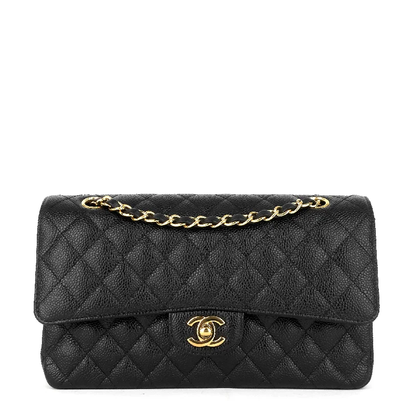 Chanel Black Handbag for Business MeetingsDouble Flap Quilted Caviar Leather Bag