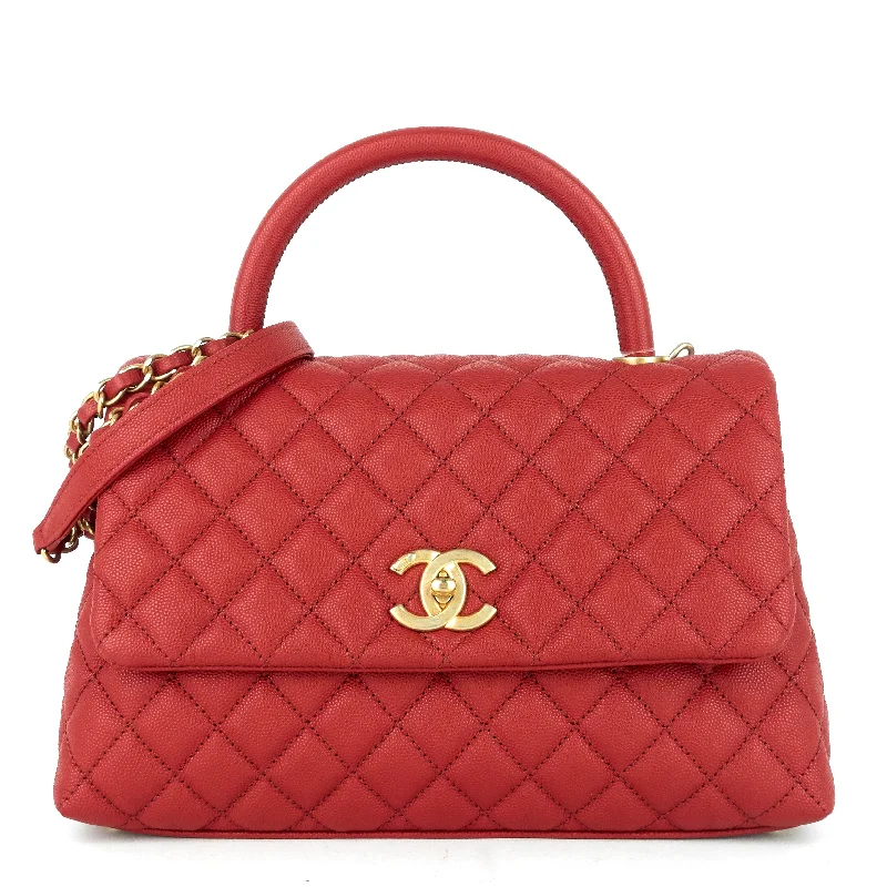 Chanel All - Match Handbag for Versatile StylingCoco Top Handle Small Caviar Leather Bag