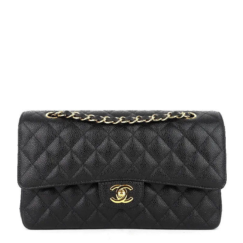 Chanel Black Handbag for Business MeetingsDouble Flap Quilted Caviar Leather Bag