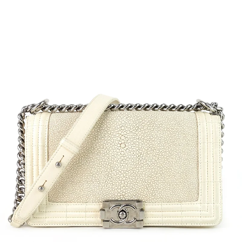 Chanel Chain Strap Handbag for Everyday UseStingray Old Medium Leather Boy Flap Bag