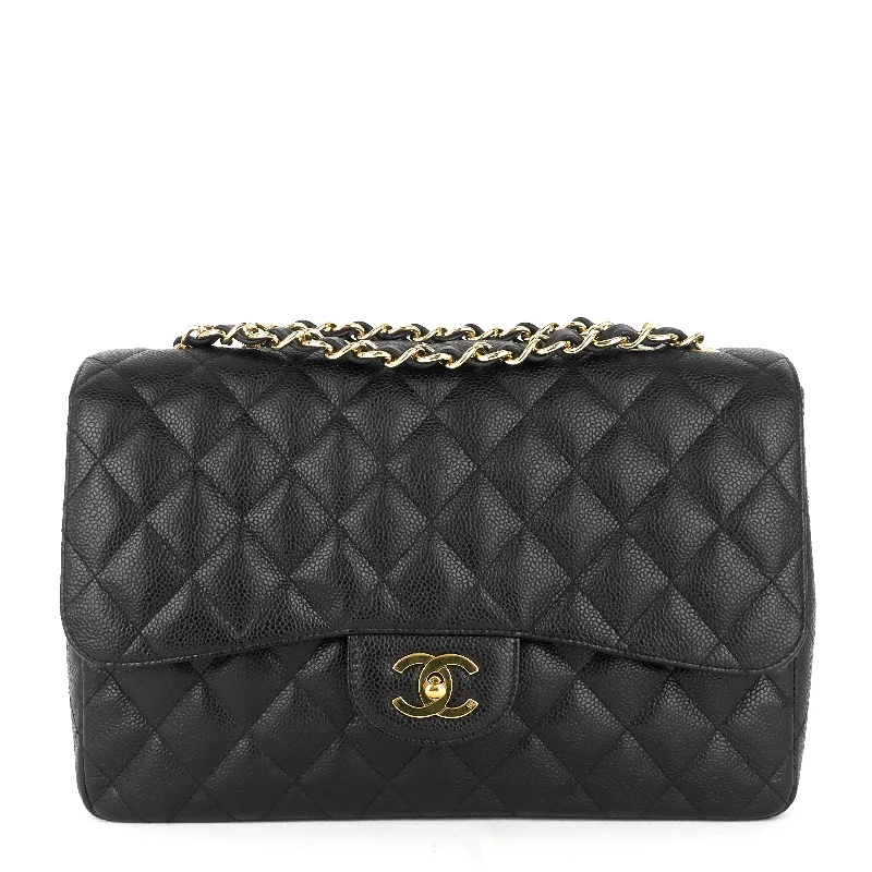 Chanel Luxury Handbag for High - End EventsClassic Single Flap Jumbo Caviar Leather Bag