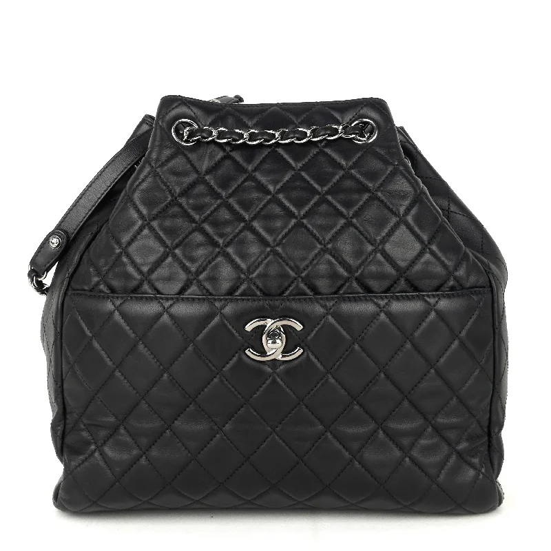 Chanel Medium Tote Bag for Office LadiesDrawstring CC Front Pocket Lambskin Leather Bucket Bag