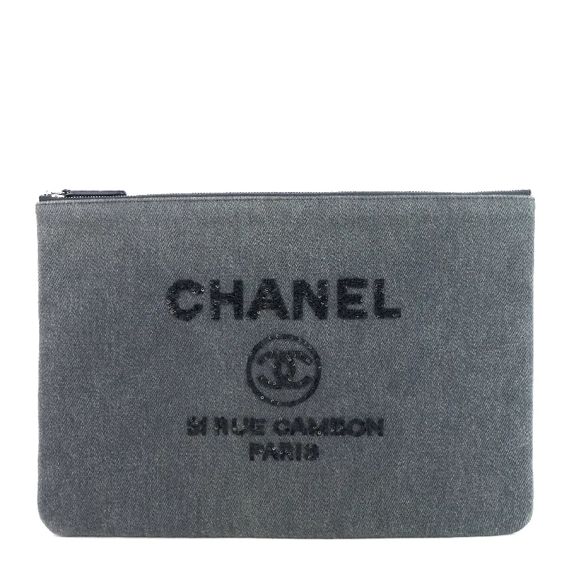 Chanel All - Match Handbag for Versatile StylingDeauville Denim O Case Sequin Clutch Bag