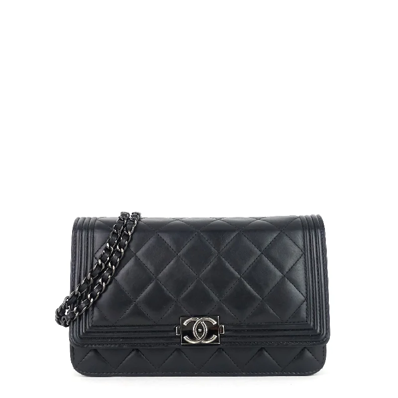 Chanel Lightweight Handbag for Daily ErrandsBoy Lambskin Leather Wallet On Chain WOC