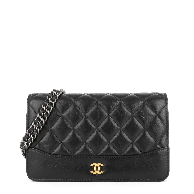 Chanel Black Handbag for Business MeetingsGabrielle Matelassé Calfskin Wallet on Chain WOC