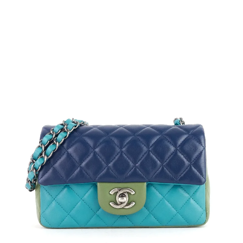 Chanel Handbag with Adjustable Strap for ComfortClassic Tricolour Lambskin Mini Flap Bag