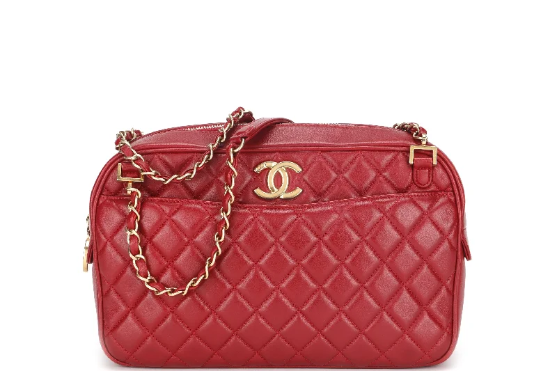 Chanel New Arrival Handbag with Gold HardwareCHANEL RED LAMBSKIN CAMERA BAG (1778xxxx) GOLD HARDWARE, WITH DUST COVER, NO CARD