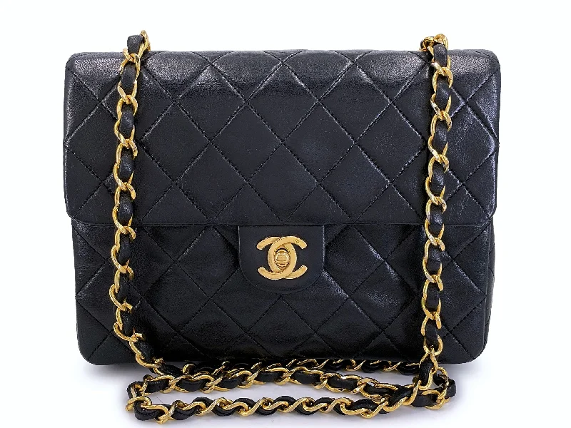 Chanel Small Crossbody Bag for TravelChanel Vintage 1990 Black Mini Flap Bag Classic Lambskin 20cm 24k GHW FEL