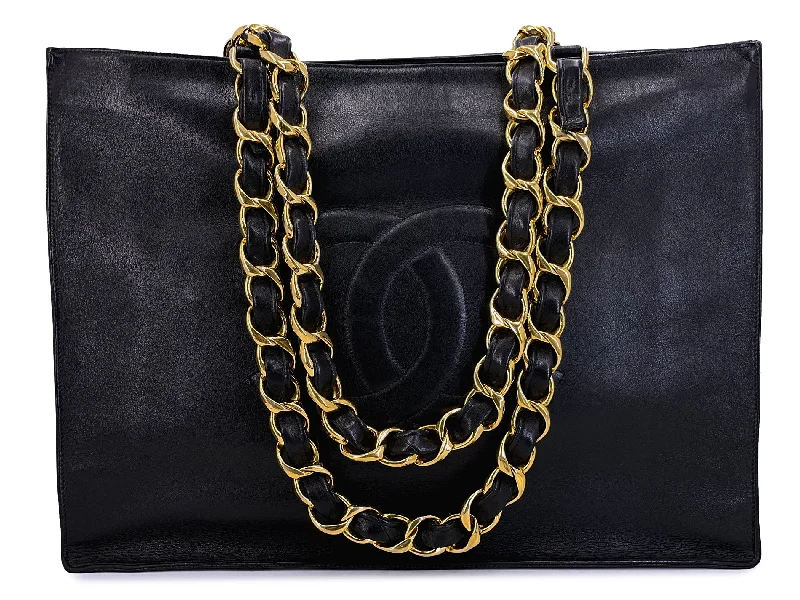 Chanel Luxury Handbag for High - End EventsChanel Vintage Black Chunky Chain Classic Tote Bag 24k GHW AO8