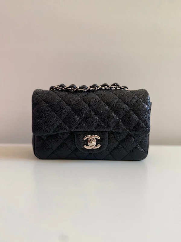 Chanel Small Crossbody Bag for TravelCHANEL Chanel Caviar Black Quilted Classic Flap Mini SHW