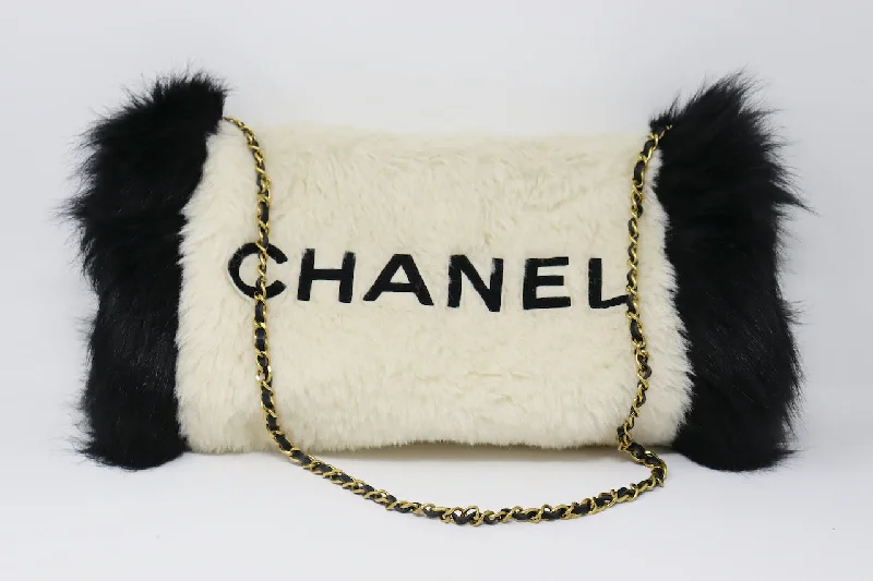 Chanel Classic Flap Bag for Evening PartyRare Vintage CHANEL Fall 1994 Faux Fur Muff Handbag