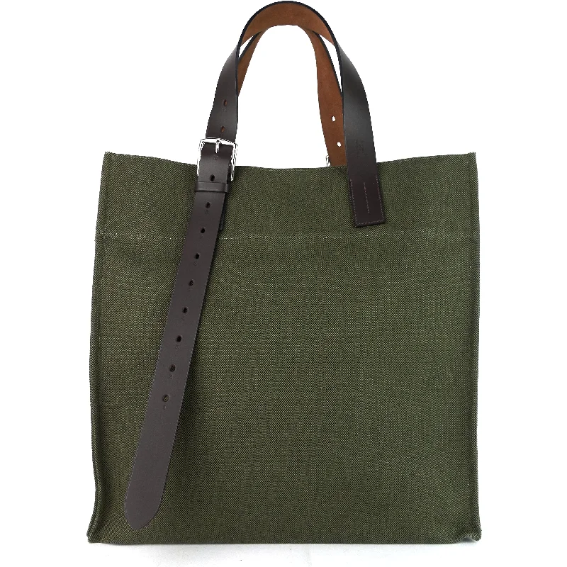 Etriviere Canvas and Vache Natural Leather Tote Bag