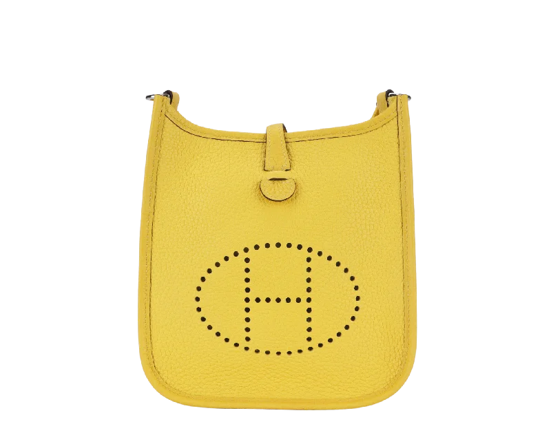 HERMES MINI EVELYNE TPM JAUNE NAPLES CLEMENCE SILVER HARDWARE STAMP D (2019) WITH STRAPS AND DUST COVER