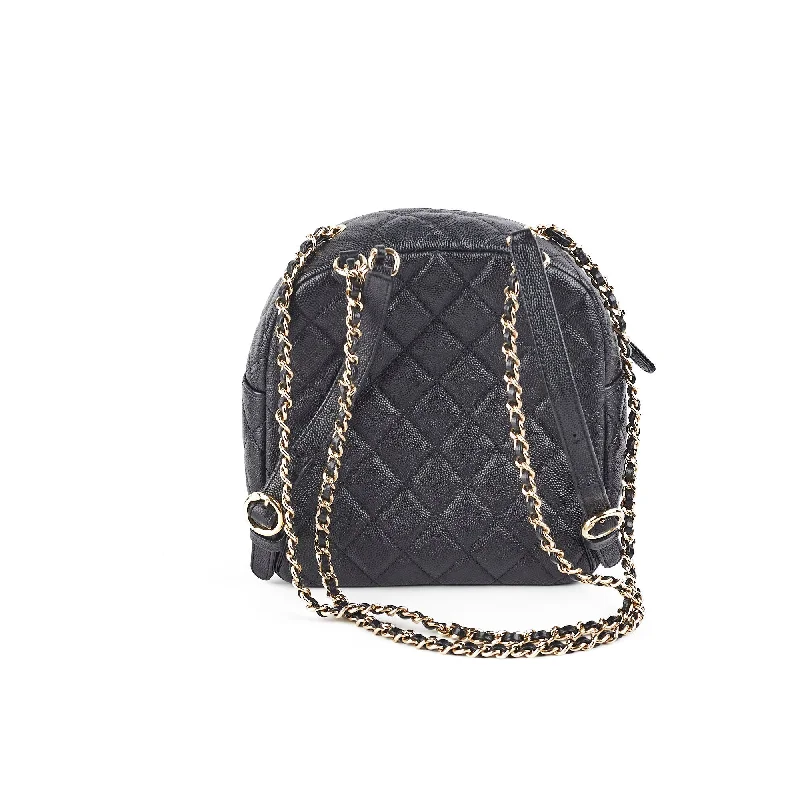 Chanel Quilted Leather Shoulder Bag for FashionistasChanel Mini Caviar Black Backpack - Series 26