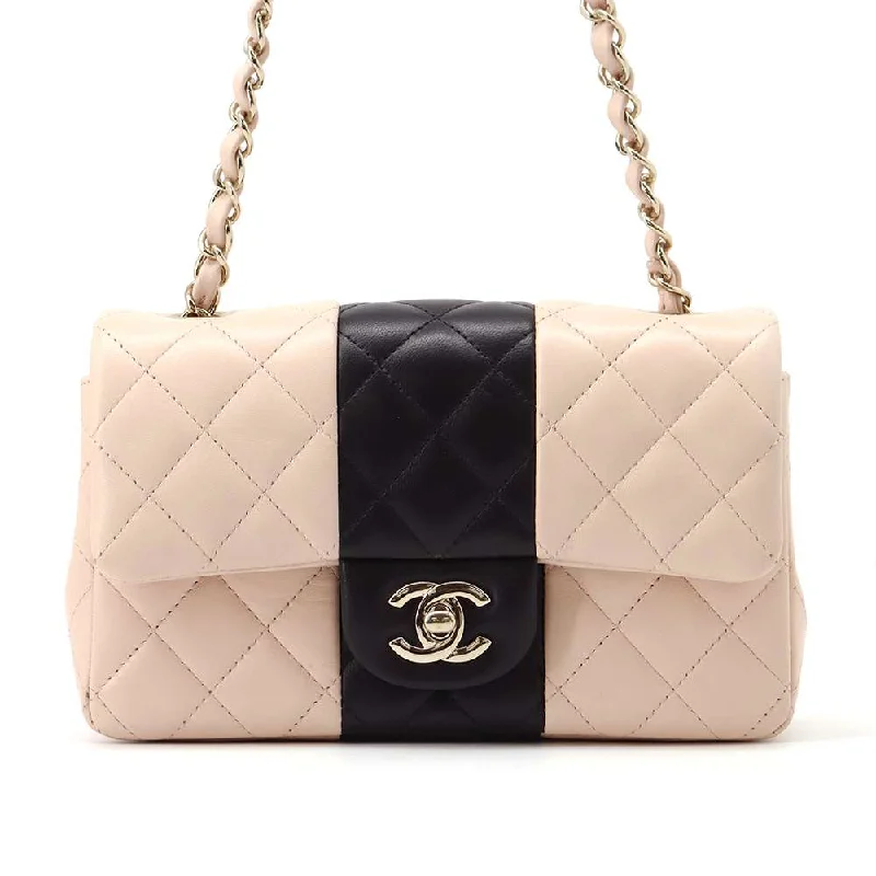 Chanel Black Handbag for Business MeetingsCHANEL Mini Materasse Chain Shoulder Pink/Black A69900 Lambskin