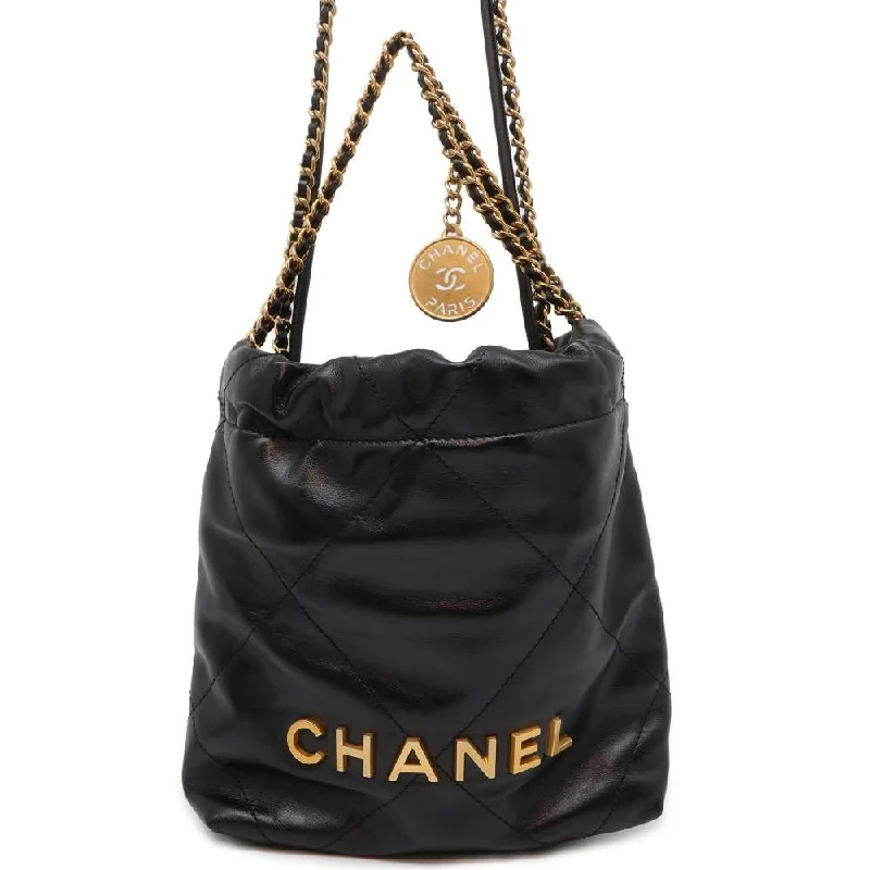 Chanel Quilted Leather Shoulder Bag for FashionistasCHANEL CHANEL 22 Handbag Black AS3980 Shiny Calf Leather Size Mini