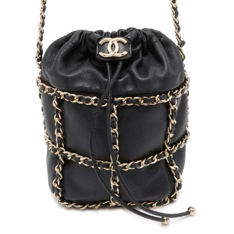 Chanel New Arrival Handbag with Gold HardwareCHANEL Drawstring Bag Chain Shoulder Bag Black AS2314 Lambskin