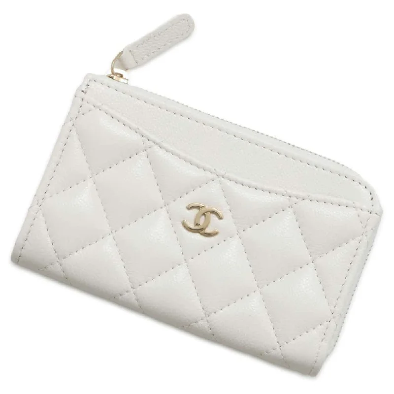 Chanel Small Crossbody Bag for TravelCHANEL Matelasse Classic Zip Card Coin Purse White AP3179 Caviar Leather