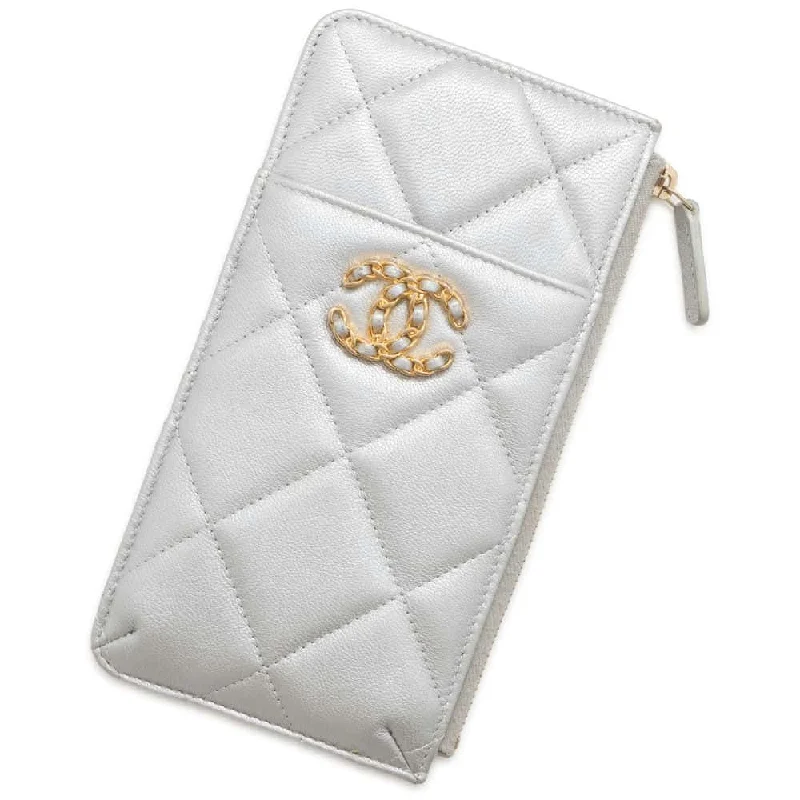 Chanel Handbag with Adjustable Strap for ComfortCHANEL Phone & Card Case Silver AP1182 Lambskin