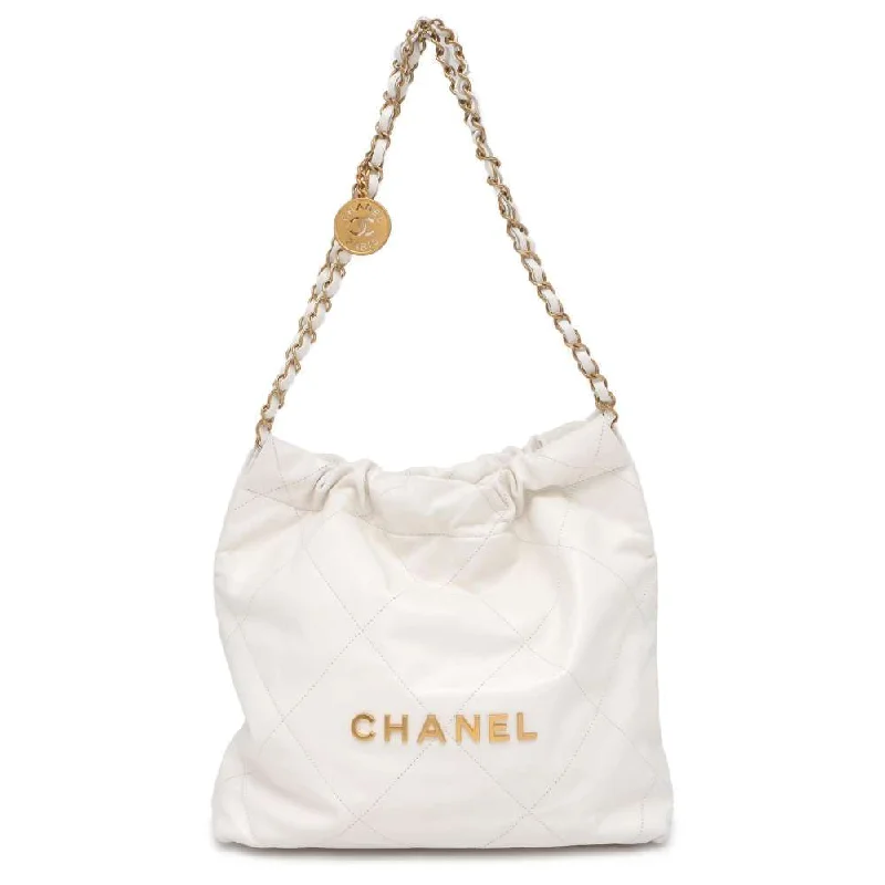 Chanel New Arrival Handbag with Gold HardwareCHANEL CHANEL 22 Matelasse White AS3260 Shiny Calf Leather Size Small