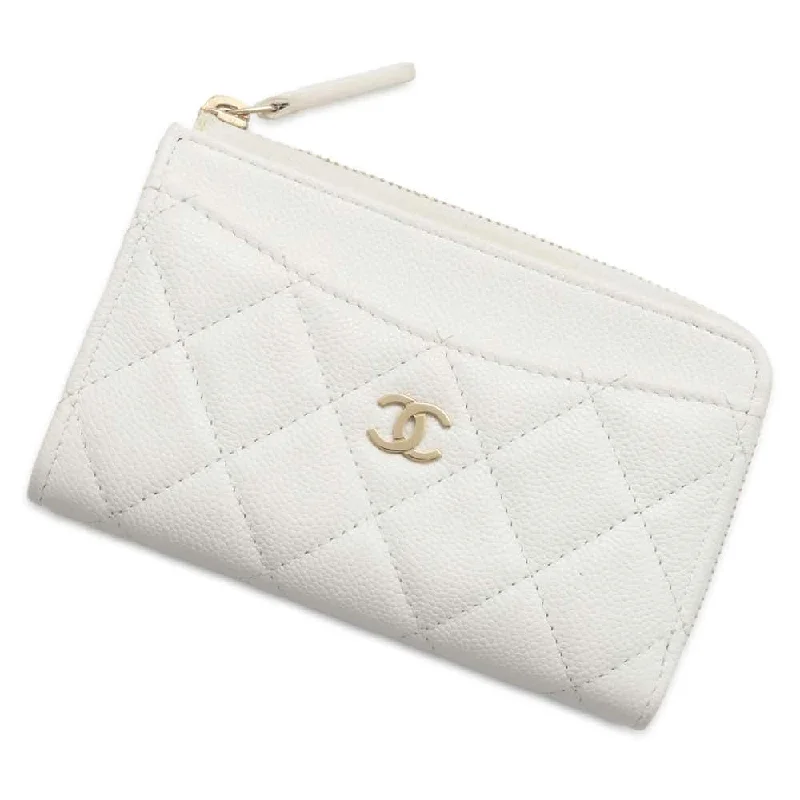 Chanel Medium Tote Bag for Office LadiesCHANEL Matelasse Classic Zip Card Coin Purse White AP3179 Caviar Leather