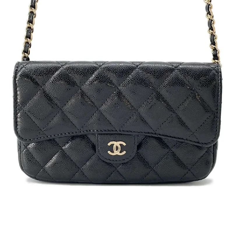 Chanel Handbag with Adjustable Strap for ComfortCHANEL Matelasse Timeless Classics Flap Phone Case Black AP2096 Caviar Leather