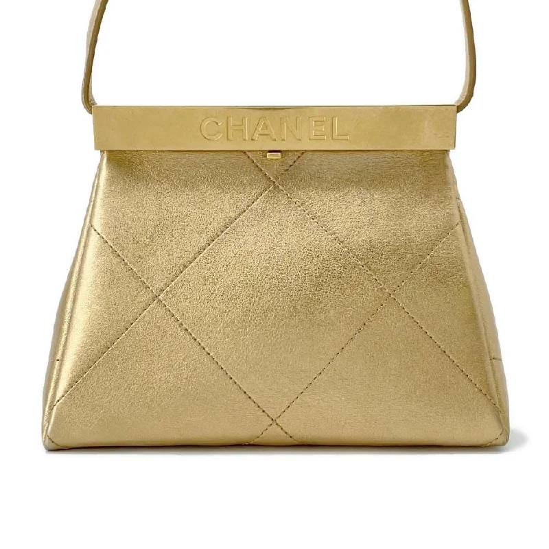 Chanel Limited Edition Handbag for CollectorsCHANEL Kiss Rock Frame Shoulder Bag Gold Leather