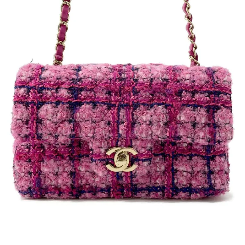 Chanel Medium Tote Bag for Office LadiesCHANEL Mini Classic Shoulder Bag Pink/Fuchsia/Navy Blue/Black A69900 Wool  Cotton Mix Fiber Size 20