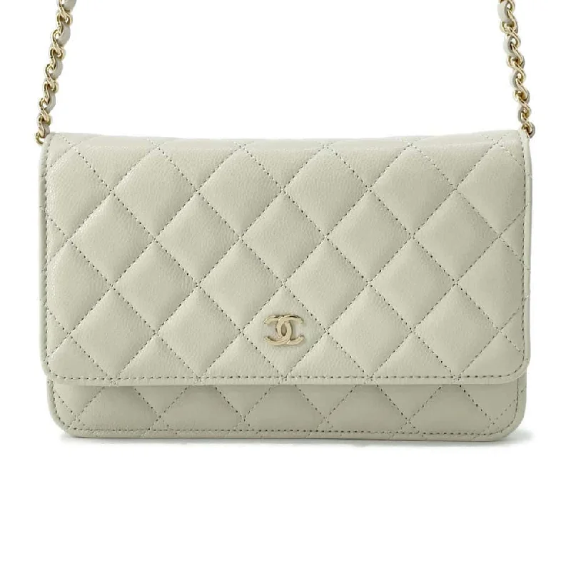 Chanel All - Match Handbag for Versatile StylingCHANEL Chain wallet Light Gray AP0250 Caviar Leather