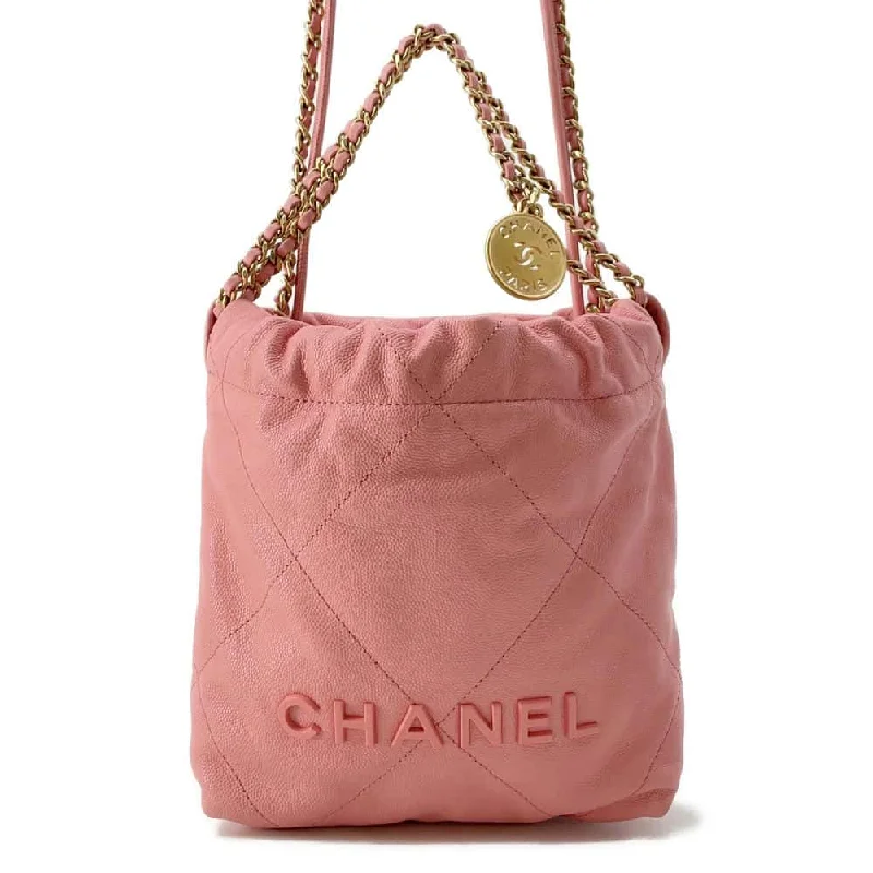 Chanel Small Crossbody Bag for TravelCHANEL CHANEL 22 Handbag Pink AS3980 Shiny Calf Leather Size Mini