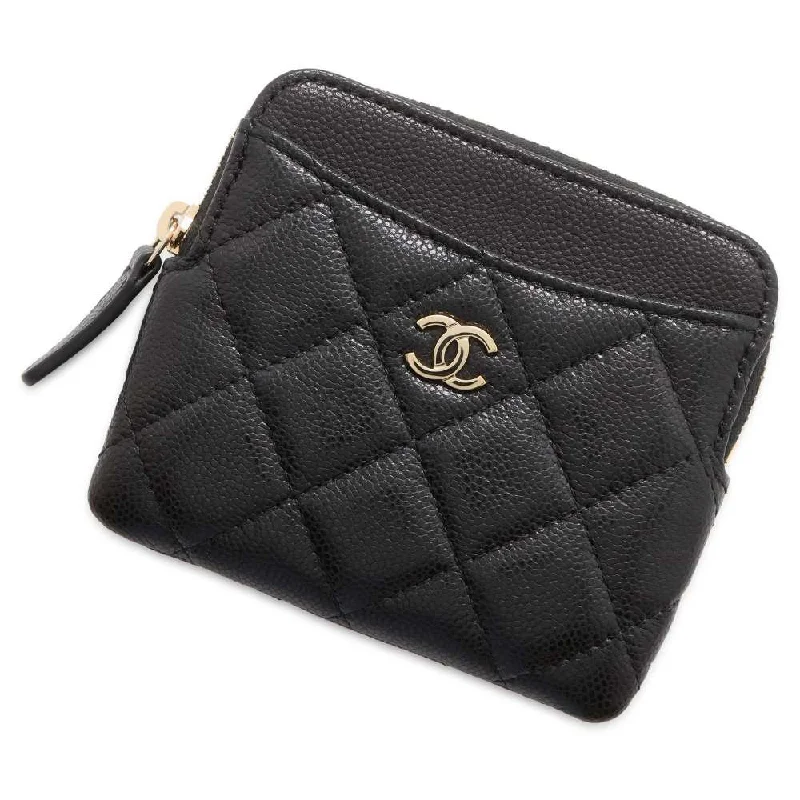 Chanel Luxury Handbag for High - End EventsCHANEL Matelasse CardCoin purse Black AP2061 Caviar Leather