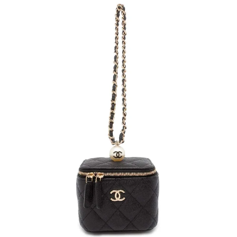 Chanel Colorful Handbag for Spring OutfitsCHANEL Matelasse Vanity Bag Pearl Black AP2161 Caviar Leather Faux Pearl Size Mini